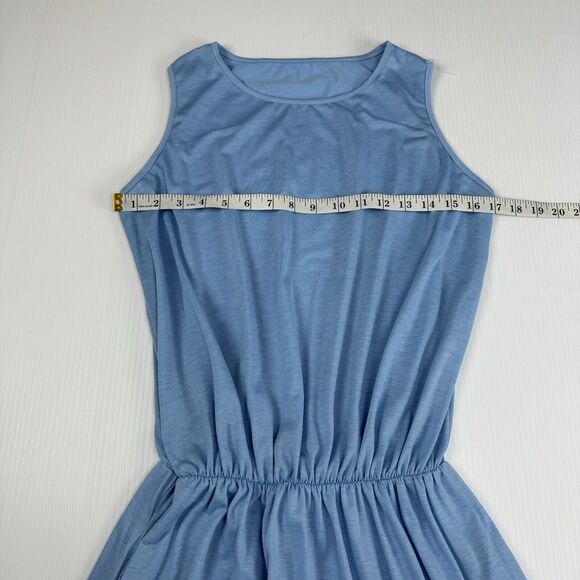 Women’s Light Blue Maxi Dress Sleeveless Side Slit Size M Lightweight - Picture 6 of 10